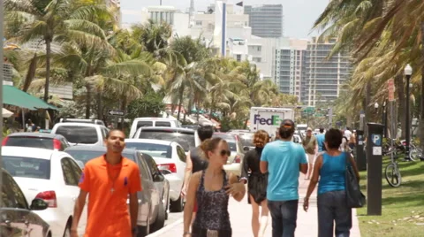 Ocean Drive People Stock Footage 66472773