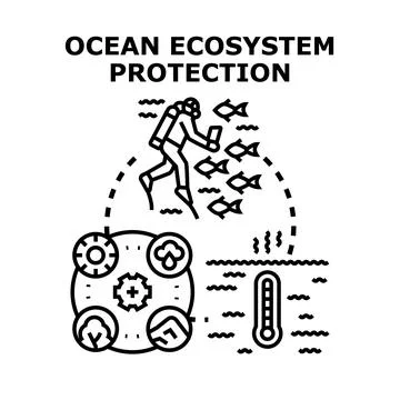 Ocean ecosystem protection managing environmental health Stock Illustration