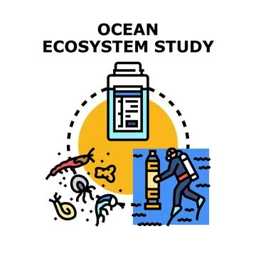 Ocean ecosystem study marine biology research concept Stock Illustration