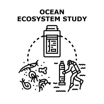 Ocean ecosystem study marine biology research concept Stock Illustration