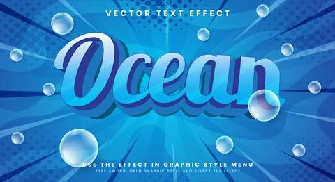 Ocean editable text effect Template in modern 3d style Stock Illustration