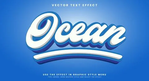 Ocean editable text effect Template Stock Illustration