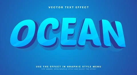 Ocean editable text effect Template Stock Illustration