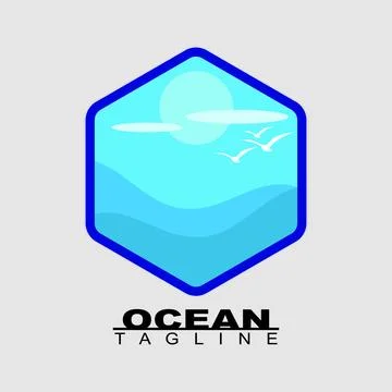 Ocean emblem logo Illustrazione stock
