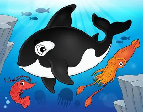 Ocean fauna topic image - eps10 vector illustration. Stock Illustration