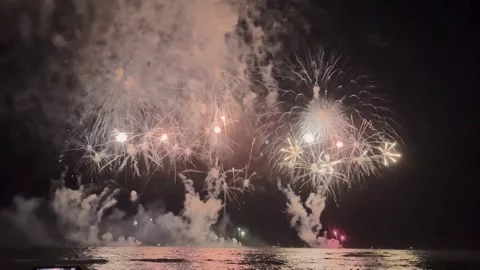 Ocean Fireworks Stock Footage 305808431