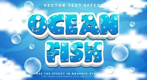 Ocean Fish editable text effect Template Stock Illustration