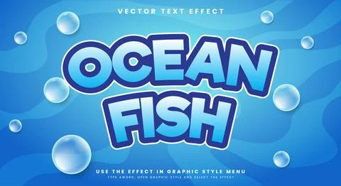 Ocean Fish editable text effect Template Stock Illustration