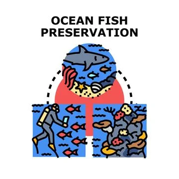 Ocean fish preservation with marine ecosystem care Stock Illustration