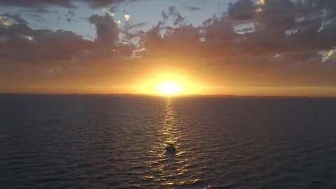 Ocean Fishing at Sunset Stock Footage 147237456