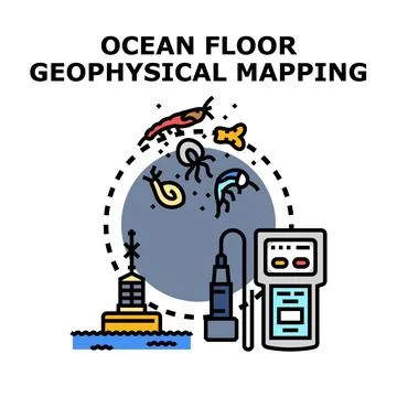 Ocean floor geophysical mapping exploring marine life Illustrazione stock