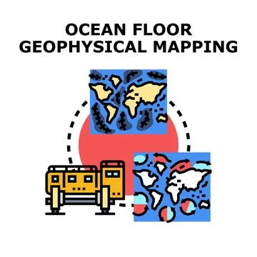 Ocean floor geophysical mapping researching deep earth science Stock Illustration