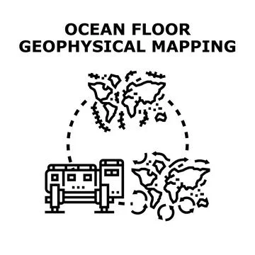 Ocean floor geophysical mapping researching deep earth science Stock Illustration