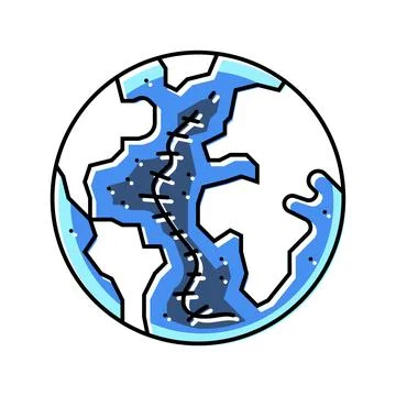Ocean floor mapped future technology color icon vector illustration Stock Illustration