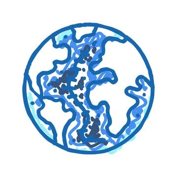 Ocean floor mapped future technology icon doodle illustration Stock Illustration