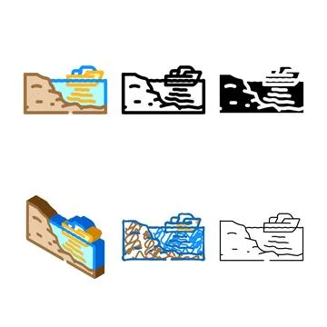 Ocean floor mapped future technology color icon forms vector Stock Illustration