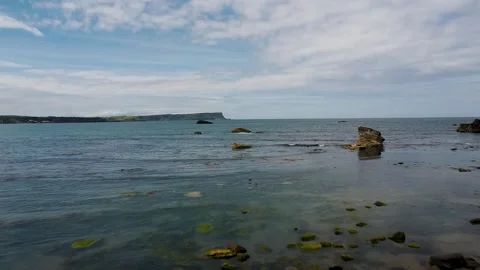 Ocean fly over, Close fly above ocean northern ireland Stock Footage 211802455