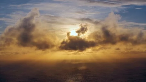 Ocean fly over at sunset. Calm ocean waves 스톡 동영상 107687401