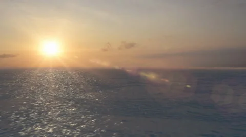 Ocean Flyover at Sunset 1080p HD Stock Footage 34210967
