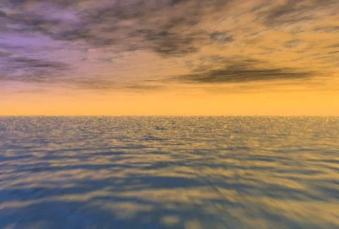 Ocean Flyover at Sunset Stock Footage 83257