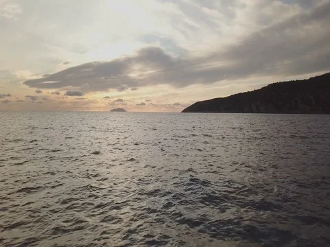 Ocean Flyover Sunset 스톡 동영상 80691897