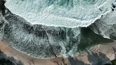 Ocean Foam Pattern Around Coastal Shoreline Drone View Stock Footage 340121747