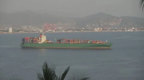 Ocean Freighter Anchored in Manzanillo Stock Footage 22251661