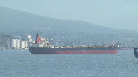 Ocean freighter in bay. Video stock 109825
