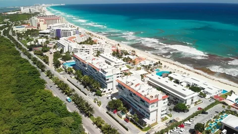 Ocean front Hotel Zone, Cancún, Quintana Roo, Mexico 4k Stock Footage 108354436