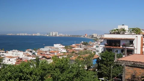 Ocean front nation town Stock Footage 93731710