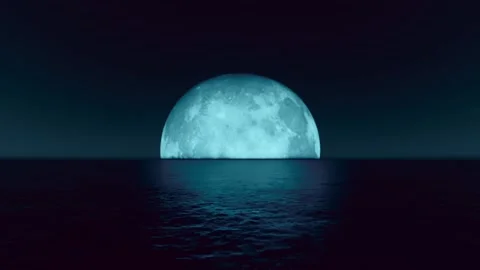 Ocean Full Moon Stock Footage 93268199