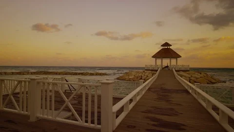 Ocean Gazebo on a Jetty Stock Footage 75170517