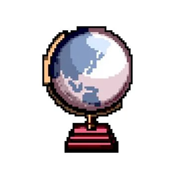 Ocean globe game pixel art vector illustration Illustrazione stock