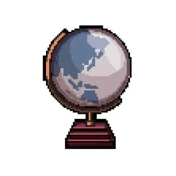Ocean globe pixel art vector illustration sign color Stock Illustration