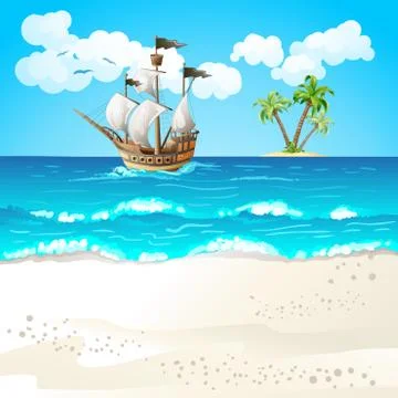 Ocean-going ship Stock Illustration