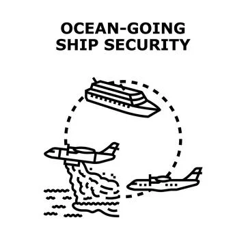 Ocean going ship security safety service enforcement Stock Illustration