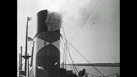An ocean going steam ship in the 1930s. Stock Footage