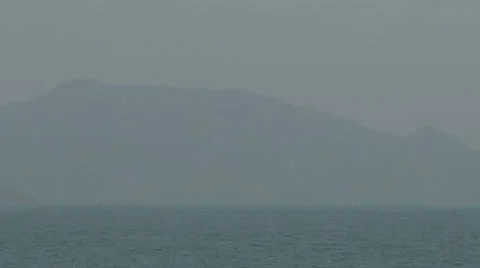 Ocean Hazey Mountain Stock Footage 46628403