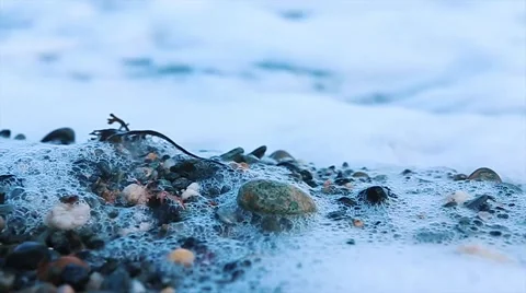 OCEAN HITTING ROCKS ON SHORE Stock Footage 56355866