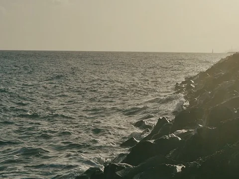 Ocean horizon at background in sunset sky. Stock Footage 70769239