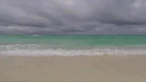Ocean horizon view, Waves crash on sandy beach, Malapascua island, Philippines Stock Footage 246589611
