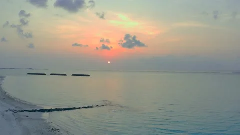 Ocean Horizontal flight over the ocean Sunset over the ocean Island Pacific Stock Footage 220625961