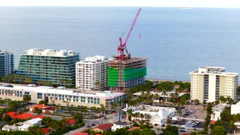 Ocean House Residences construction next to Town Of Surfside Community Center Stock-Footage 344052585
