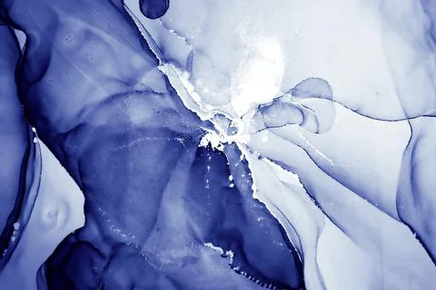 Ocean Ink Paint. Fluid Flow Mix. Blue Abstract Stock Illustration