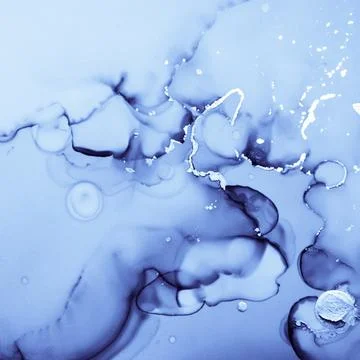 Ocean Ink Paint. Fluid Wave Background. Blue Stock Illustration