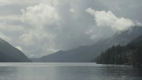 Ocean inlet with mountains Stock Footage 96199387