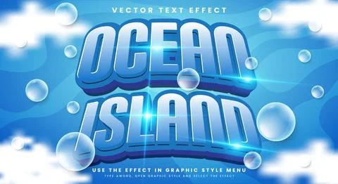 Ocean Island editable text effect template Stock Illustration