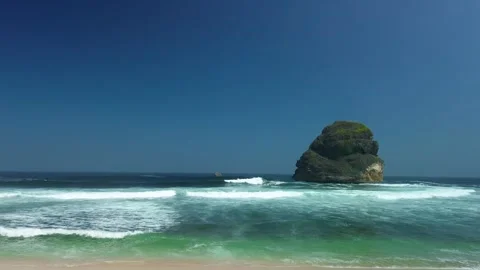 Ocean Islet View at Goa Cina Beach Malang August 4 2026 Video stock 342348491