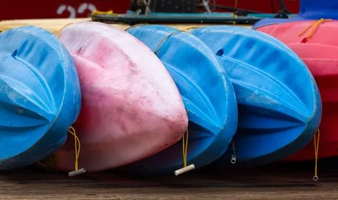 Ocean kayaks on the dock Foto stock