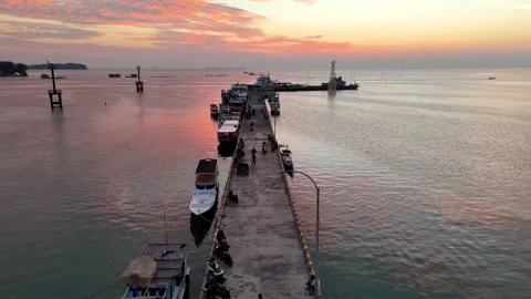 Ocean landscape under a dramatic sunset sky at Karimunjawa archipelago. Stock Footage 337282804